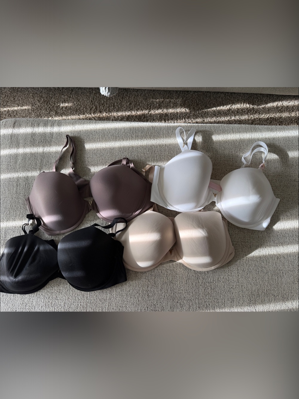 Victoria's Secret T-Shirt Bras Set - Black, White, Nude, Taupe